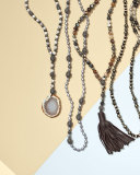 Uma Striped Bead & Pyrite Necklace