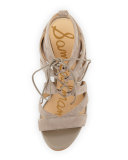 Yardley Suede Lace-Up Sandal, Putty
