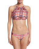 Rhapsody Printed High-Neck Halter Swim Top