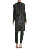 Belted Striped Knit Vest, Fir