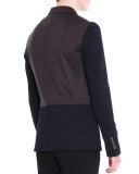 Colorblock Two-Button Knit Blazer, Black/Brown