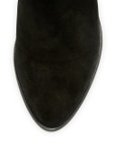 Barlow Suede Pointed-Toe Bootie, Black