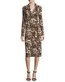 Cybil Cheetah-Print Silk Jersey Wrap Dress, Snow Cheetah Simple