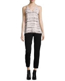 Shadow-Stripe Silk Racerback Cami