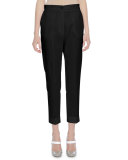 Cropped Cotton Trousers, Black