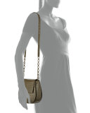 Round Flap-Top Crocodile Crossbody Bag, Army Green