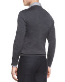 High-Performance Merino Wool V-Neck Sweater, Gray