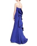 Strapless Ruffle-Back Silk Faille Gown