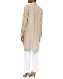 Linen Scoop-Neck Tank, Sesame, Plus Size