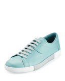 Leather Low-Top Tennis Sneaker, Blue