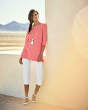 Slim Crepe Capri Pants, White 
