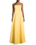 Tegan Strapless Satin Gown, Mimosa