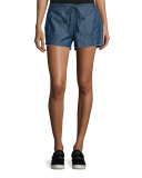 Kalpana Chambray Drawstring Shorts, Blue