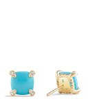 Châtelaine 8mm Turquoise & Diamond Earrings
