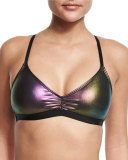 Afterglow 2-in-1 Mesh Tankini & Racerback Swim Top, Black