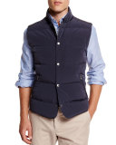 Quilted Snap-Button Vest, Navy
