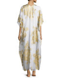 Metallic Floral-Print Lined Boubou/Caftan