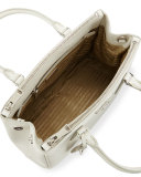 Saffiano Lux Double-Zip Tote Bag, White (Talco)