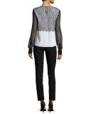 Skinny Side-Zip Ankle Pants, Black