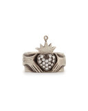 Modern Winged Claddagh Band Ring with Diamonds