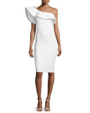 Elisse One-Shoulder Ruffle Sheath Cocktail Dress 