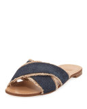 Edgedout Crisscross Fringe Slide Sandal, Navy