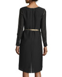 Annabelle Long-Sleeve Belted Dress, Black