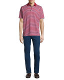 Russell Striped Stretch-Knit Polo Shirt, Red