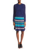 Colorblock Zigzag A-Line Skirt, Marine