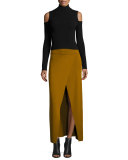 Mervyn Ribbed Cold-Shoulder Sweater, Black