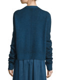 Rienda Extended-Sleeve Distressed Sweater, Dark Sapphire