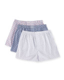Full-Cut Boxer Three-Pack, Red/Blue/White