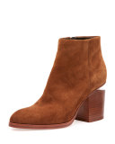 Gabi Suede Tilt-Heel Bootie, Dark Truffle