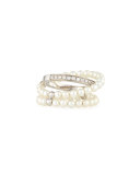 Pearl & Diamond Wrap Ring in 18K White Gold
