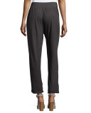 Hemp Twist Tapered Ankle Pants, Bark 