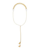 18k Yellow Gold Ball Lariat Necklace with White Diamonds