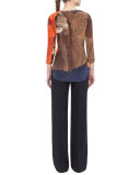 3/4-Sleeve Mid-Length Coat, Rust