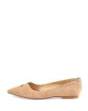 Ruby Pointed-Toe Skimmer Flat, Oatmeal