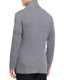 Button-Down Wool Knit Blazer, Heathered Cinder