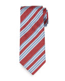 Textured Herringbone-Stripe Silk Tie