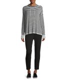 Lightweight Striped Funnel-Neck Top 