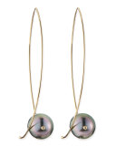 14k Gold Black Tahitian Pearl Earrings