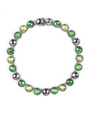 Olivia Black Rhodium-Washed Button Rivière Necklace, Green/Multi