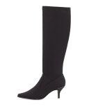 Luca Stretch-Crepe Knee Boot, Black