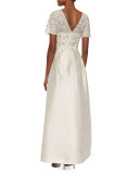 Short-Sleeve Lace Bodice A-line Ball Gown 