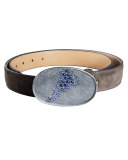 Leather Cuff Bracelet with Blue Sapphires