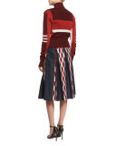 Colorblock Turtleneck Sweater, Red