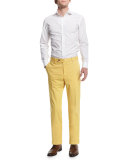 Parker Cotton-Stretch Pants, Yellow