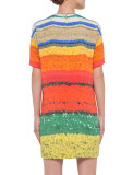 Short-Sleeve Floral-Print Tunic Dress, Multi Colors