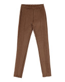 Faux-Suede Stretch Leggings, Chestnut, Size 8-14